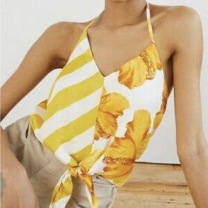Yellow Floral Halter Top FARM for Anthropologie